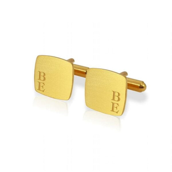 Engraved Gold Cufflinks with Initial zanadesign