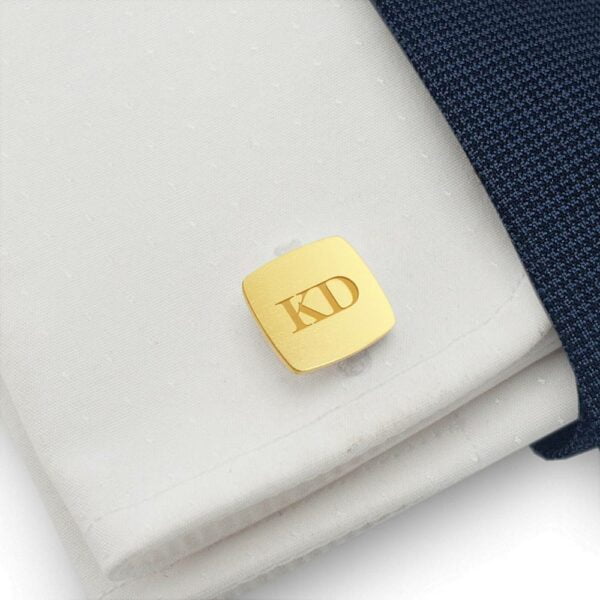 Engraved Gold plated Cufflinks with Initial zanadesign