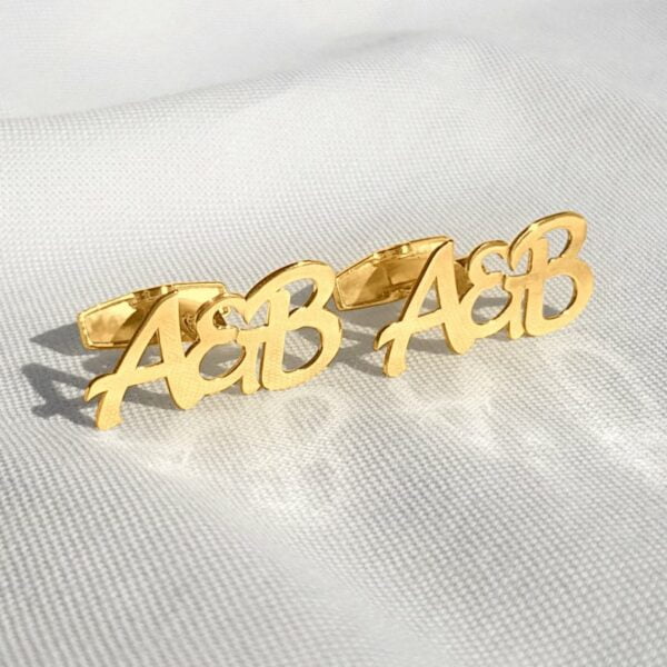 Personalised gold cufflinks for groom from bride zanadesign