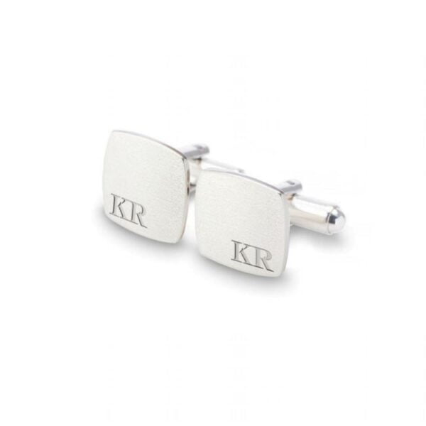 Silver customized cufflinks for men with initials zanadesign