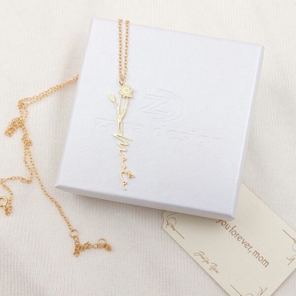 Gold Birth Flower Necklace Zana Design